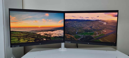 Set of Two HP EliteDisplay E24i G4 Monitors with Dual Monitor Arm – Complete Bundle (Second-Hand)