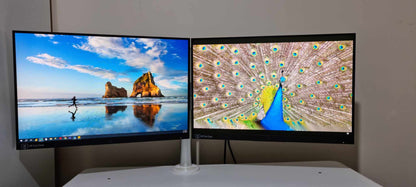 Set of Two HP EliteDisplay E24i G4 Monitors with Dual Monitor Arm – Complete Bundle (Second-Hand)