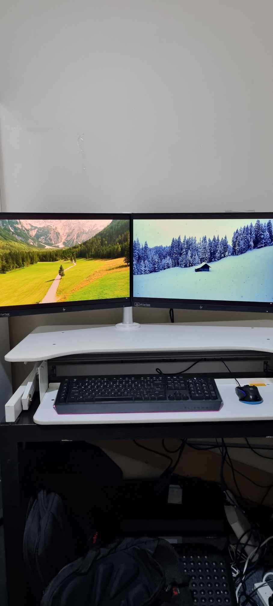 Set of Two HP EliteDisplay E24i G4 Monitors with Dual Monitor Arm – Complete Bundle (Second-Hand)