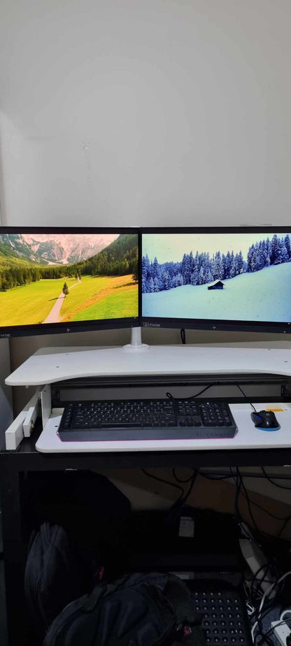 Set of Two HP EliteDisplay E24i G4 Monitors with Dual Monitor Arm – Complete Bundle (Second-Hand)