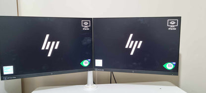Set of Two HP EliteDisplay E24i G4 Monitors with Dual Monitor Arm – Complete Bundle (Second-Hand)